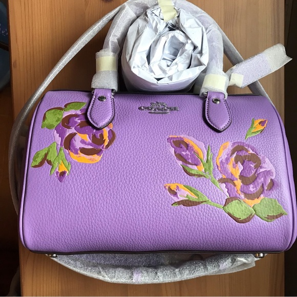 🌸🌿 Coach Rowan Satchel With Rose Print - Picture 2 of 14